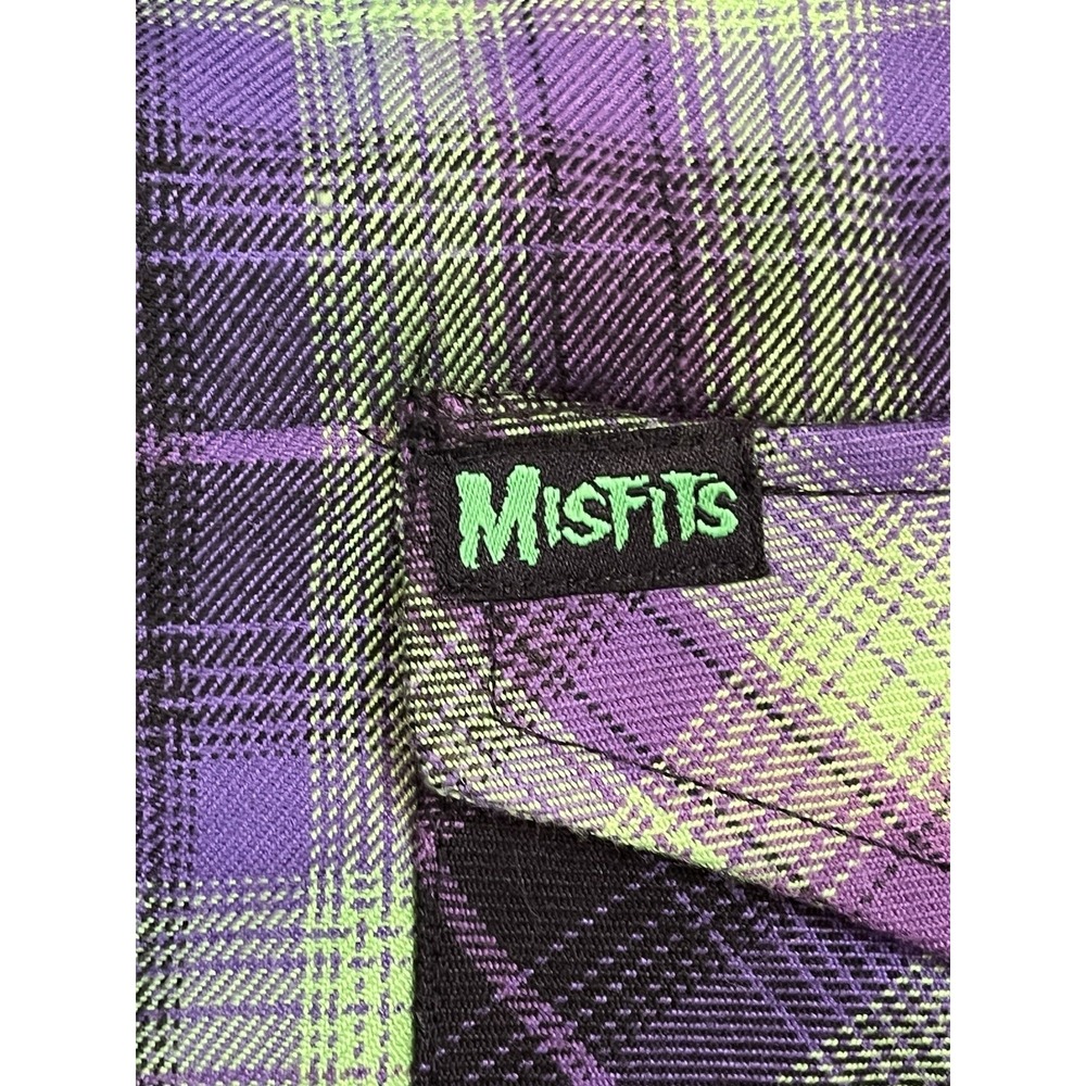 Dixxon Misfits Flannel Shirt Mens 2X Purple Green Plaid Punk Rock Rare - Picture 5 of 9